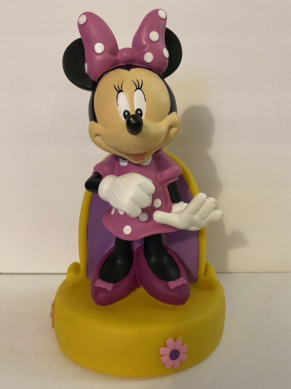 Vintage Minnie Mouse Coin Piggy Bank Plastic The Walt Disney Co 9” Pink